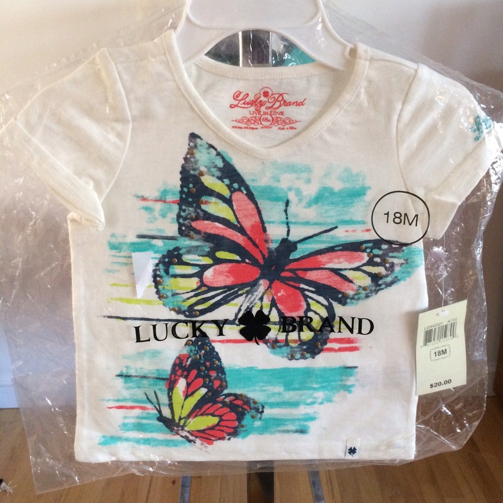 Lucky Brand Girls Butterfly Print Tee